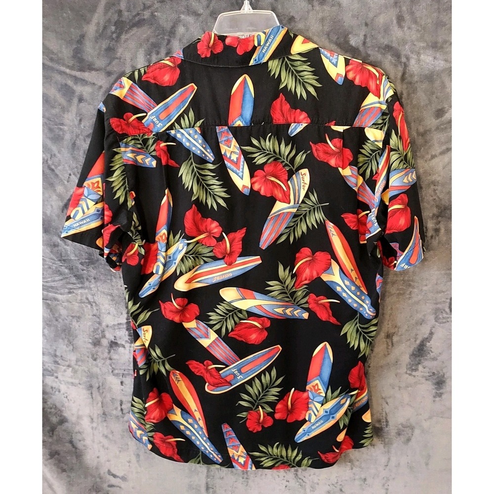 VTG Paradise On A Hanger Surfboard Floral Cotton Hawaiian Shirt Men's Small USA - Picture 6 of 14